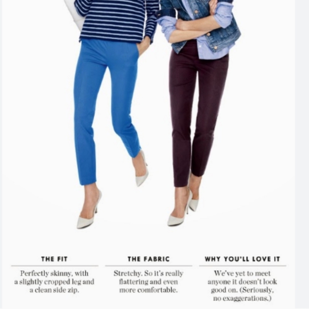 J. Crew Martie Blue Stretch Slim Ankle Pants Size 10 - Picture 7 of 10